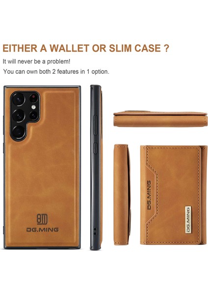 Dg.mıng M2 Serisi Koruyucu Kılıf Samsung Galaxy S23 Ultra Çıkarılabilir Cüzdan Telefon Kılıfı Düşmeye Karşı Darbeye Dayanıklı Kapak Kickstand Ile-Kahverengi (Yurt Dışından) indirimleri