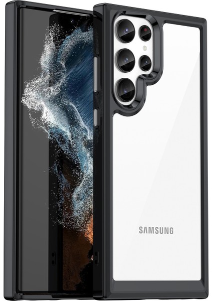 Samsung Galaxy S23 Ultra Çizilmez Telefon Kılıfı Tpu Tampon Akrilik Arka Darbeye Dayanıklı Kapak-Siyah (Yurt Dışından)