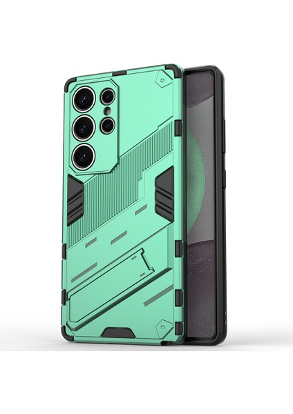 Samsung Galaxy S25 Ultra Kılıf Pc+Tpu Darbeye Dayanıklı Telefon Kılıfı Kickstand Ile-Yeşil (Yurt Dışından)
