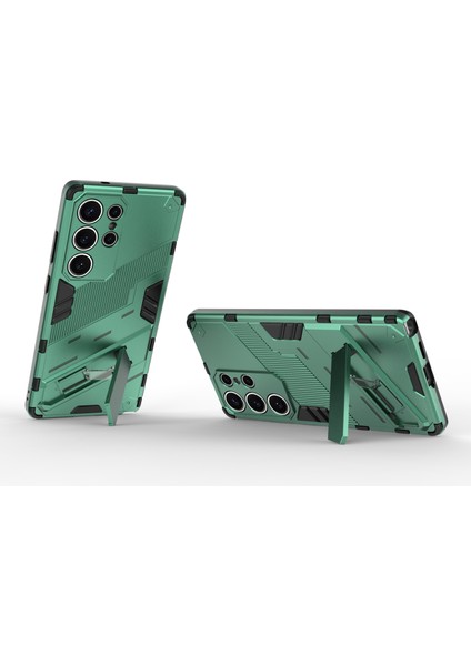 Samsung Galaxy S25 Ultra Kılıf Pc+Tpu Darbeye Dayanıklı Telefon Kılıfı Kickstand Ile-Yeşil (Yurt Dışından) modelleri