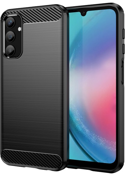 Samsung Galaxy A25 5g Fırçalanmış Telefon Kılıfı Karbon Fiber Doku Esnek Tpu Kapak-Siyah (Yurt Dışından)