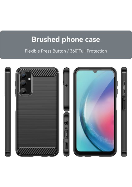 Samsung Galaxy A25 5g Fırçalanmış Telefon Kılıfı Karbon Fiber Doku Esnek Tpu Kapak-Siyah (Yurt Dışından) modelleri