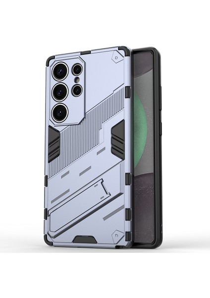 Samsung Galaxy S25 Ultra Kılıf Pc+Tpu Darbeye Dayanıklı Telefon Kılıfı Kickstand Ile-Gri (Yurt Dışından)