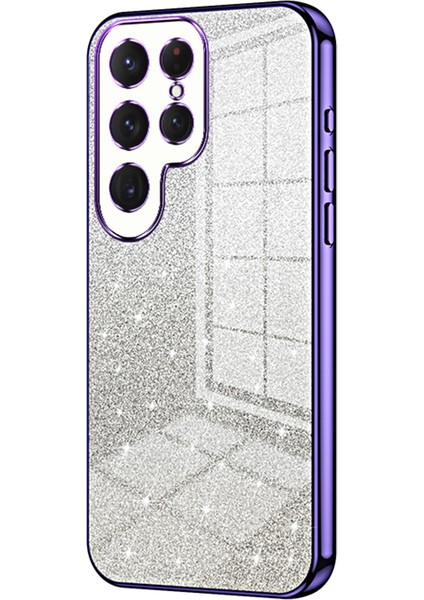 Samsung Galaxy S24 Ultra Tpu Kılıf Hassas Kesim Parıltılı Tasarım Telefon Arka Kapağı-Mor (Yurt Dışından)