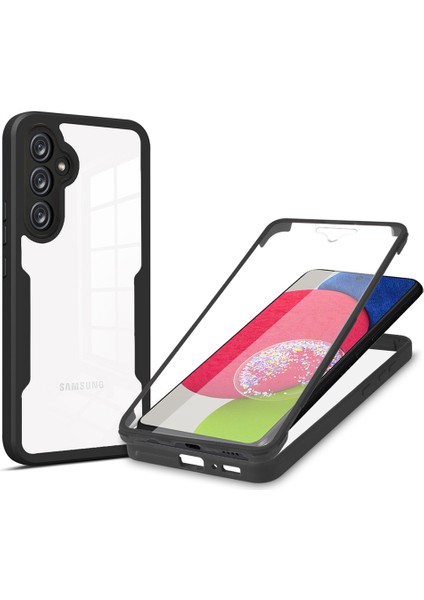 Samsung Galaxy A54 5g Şeffaf Akrilik+Tpu Telefon Kılıfı Kamera Lens Koruma Telefon Kılıfı Pet Ekran Filmi Ile-Siyah (Yurt Dışından)