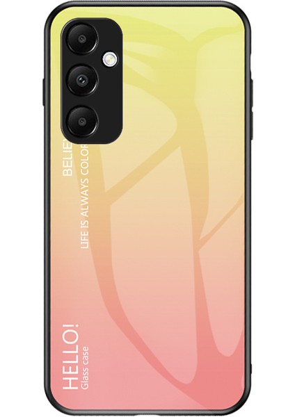 Samsung Galaxy A55 5g Kılıf Degrade Temperli Cam + Pc + Tpu Telefon Kılıfı - Degrade Sarı (Yurt Dışından)
