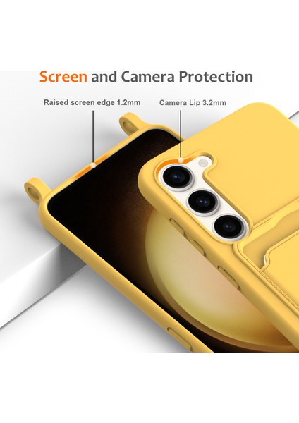 Samsung Galaxy S23+KILIF Sıvı Silikon Kart Tutucu Telefon Arka Kapağı Kordonlu-Sarı (Yurt Dışından) modelleri