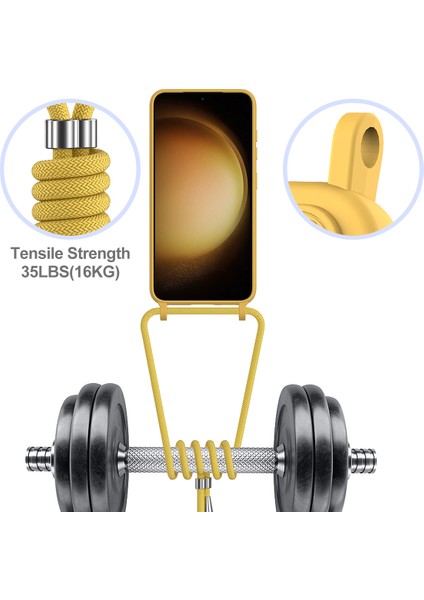 Samsung Galaxy S23+KILIF Sıvı Silikon Kart Tutucu Telefon Arka Kapağı Kordonlu-Sarı (Yurt Dışından) fırsatları