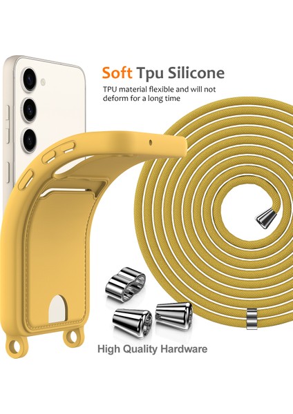 Samsung Galaxy S23+KILIF Sıvı Silikon Kart Tutucu Telefon Arka Kapağı Kordonlu-Sarı (Yurt Dışından) indirimleri
