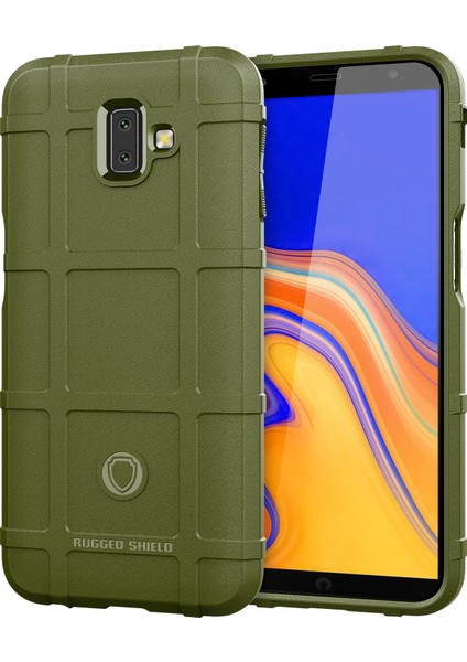 Samsung Galaxy J6 Plus-Yeşil Için Anti-Şok Kare Izgara Dokulu Yumuşak Tpu Telefon Kabuğu (Yurt Dışından)