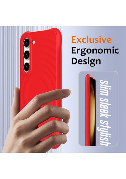 Samsung Galaxy S23+MANYETIK Telefon Kılıfı Dalgalı Doku Sıvı Silikon Darbeye Dayanıklı Kapak-Kırmızı (Yurt Dışından) modelleri