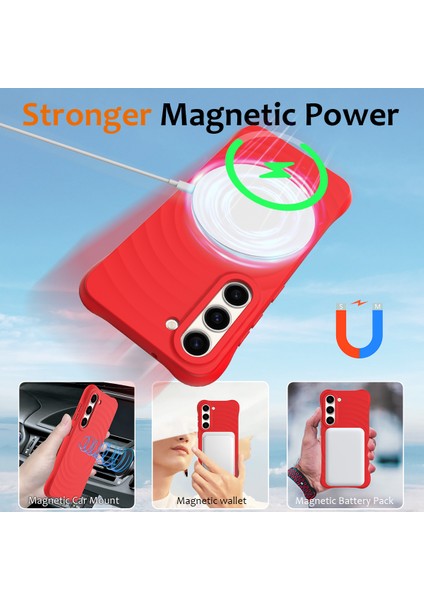 Samsung Galaxy S23+MANYETIK Telefon Kılıfı Dalgalı Doku Sıvı Silikon Darbeye Dayanıklı Kapak-Kırmızı (Yurt Dışından) indirimleri