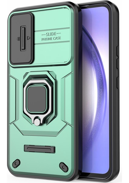 Samsung Galaxy A54 5g Pc+Tpu Telefon Kılıfı Için Arka Kabuk Kayar Lens Koruma Kılıfı Kickstand Ile-Yeşil (Yurt Dışından) fiyatları