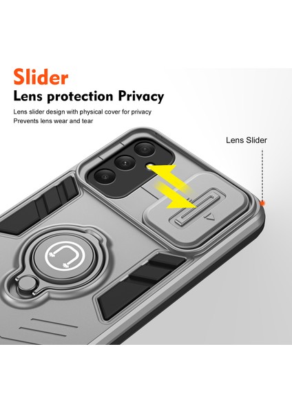 Samsung Galaxy A35 5g Kılıf Pc+Tpu Kickstand Telefon Kabuğu Kayar Kamera Kapağı-Gri (Yurt Dışından) modelleri