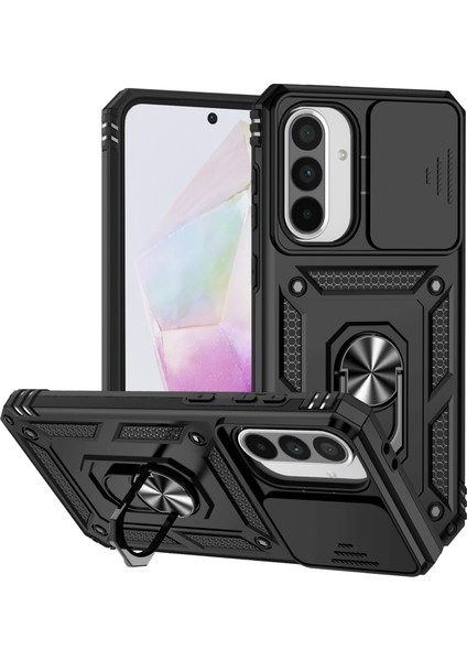Samsung Galaxy A36 5G/A56 5g Kılıf Pc+Tpu Telefon Kılıfı Lens Korumalı Destekli-Siyah (Yurt Dışından)