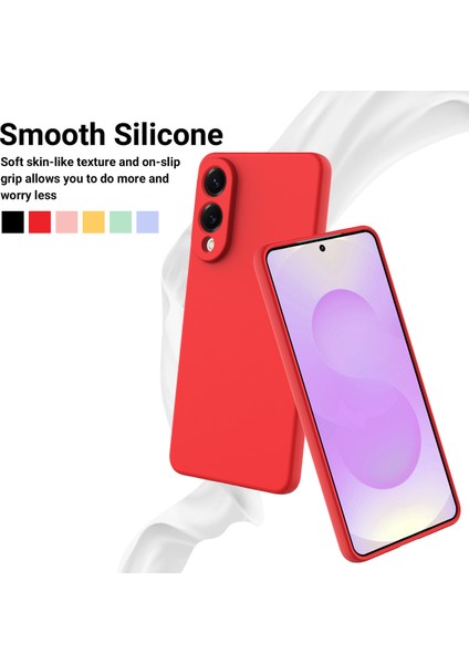 Samsung Galaxy S25 Edge Sıvı Silikon Kılıf Telefon Arka Kapağı El Kayışı Ile-Kırmızı (Yurt Dışından) modelleri