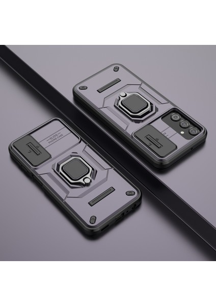 Samsung Galaxy A24 4g Için Arka Kabuk (162,1 x 77,6 x 8,3 Mm) Pc + Tpu Düşmeye Dayanıklı Telefon Kılıfı Sürgülü Lens Koruması Ayaklık Kapağı - Mor (Yurt Dışından) fiyatları