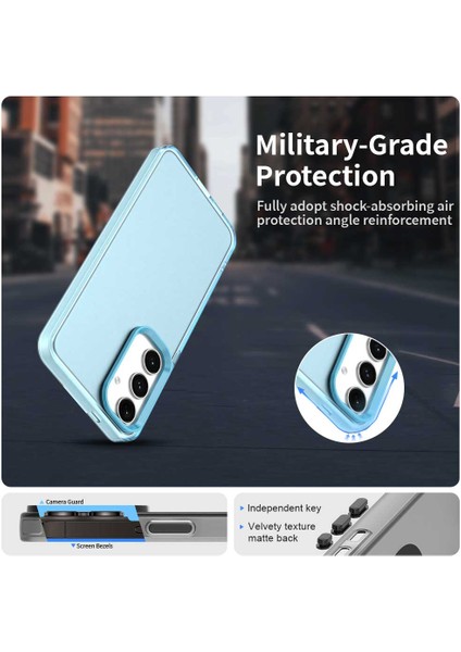 Samsung Galaxy S25+/S24+KILIF Pc+Tpu+Pet Mat Düşmeye Karşı Dayanıklı Telefon Arka Kapağı-Mavi (Yurt Dışından) fiyatları