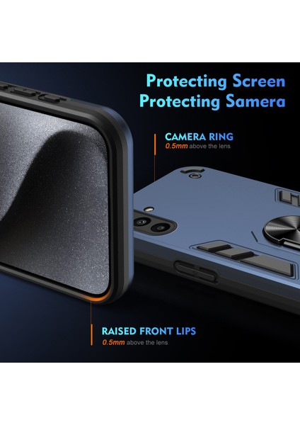 Samsung Galaxy A14 5G/A14 4g Kılıf Çizilmeye Dayanıklı Pc+Tpu Telefon Kılıfı Döner Halka Destekli-Mavi (Yurt Dışından) fırsatları