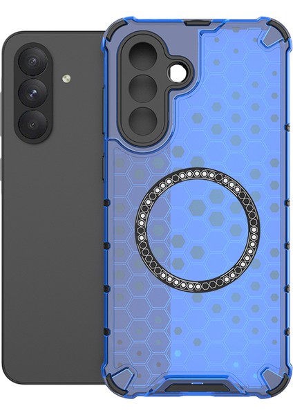 Samsung Galaxy A56 5G/A36 5g Kılıfı Magsafe Honeycomb Tasarım Tpu+Pc Telefon Kılıfı-Mavi ile Uyumlu (Yurt Dışından)