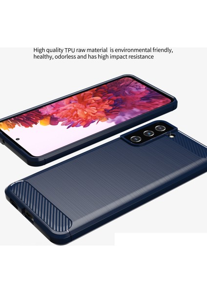 1.8mm Ultra Ince Yumuşak Tpu Kılıf Isı Dağılımı Karbon Fiber Doku Telefon Kılıfı Fırçalanmış Yüzeyli Samsung Galaxy S21+5G-SIYAH (Yurt Dışından) modelleri