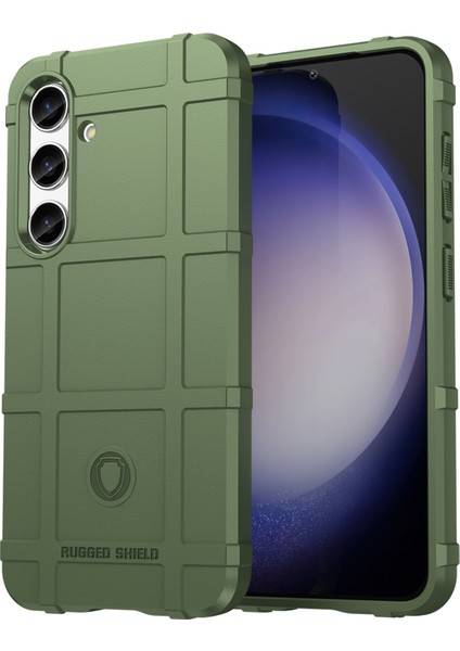 Samsung Galaxy S24 Esnek Tpu Telefon Kılıfı-Yeşil Için Kare Izgara Doku Kabuğu (Yurt Dışından)