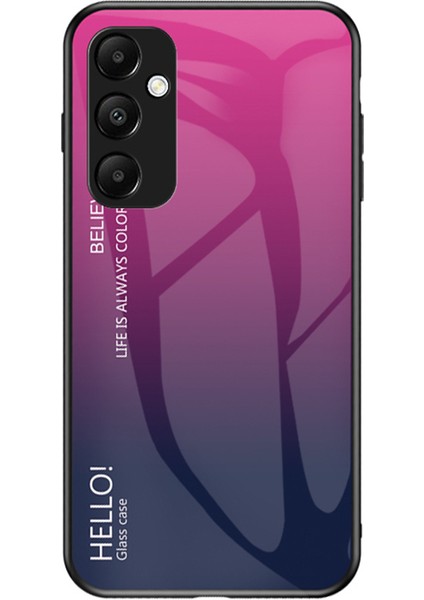 Samsung Galaxy A55 5g Kılıf Degrade Temperli Cam + Pc + Tpu Telefon Kılıfı - Degrade Gül (Yurt Dışından)