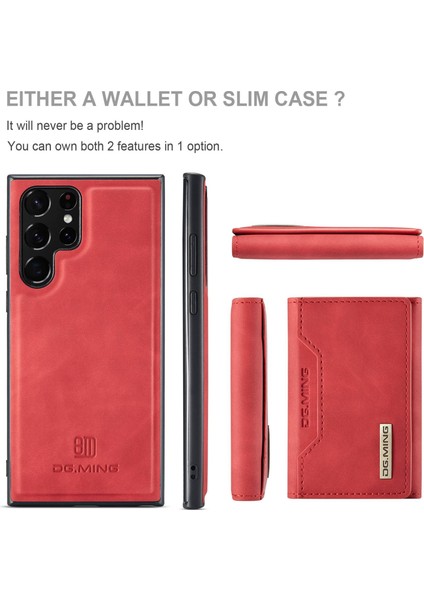 Dg.mıng M2 Serisi Koruyucu Kılıf Samsung Galaxy S23 Ultra Çıkarılabilir Cüzdan Telefon Kılıfı Düşmeye Karşı Darbeye Dayanıklı Kapak Kickstand Ile-Kırmızı (Yurt Dışından) indirimleri
