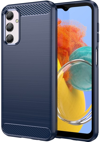 Samsung Galaxy M14 5g Için Karbon Fiber Dokulu Telefon Kılıfı,düşmeye Karşı Fırçalanmış Tpu Kapak-Mavi (Yurt Dışından)