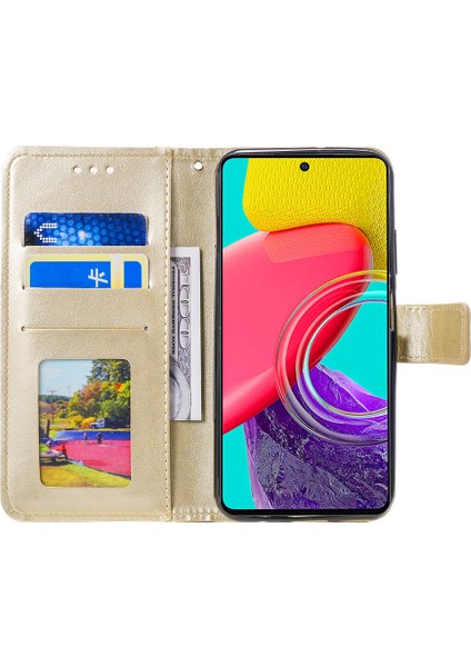 Samsung Galaxy M53 5g Darbeye Dayanıklı Cüzdan Standı Tasarım Baskılı Çiçek Pu Deri Telefon Kapaklı Kılıf Telefon Kılıfı-Altın (Yurt Dışından) fiyatları
