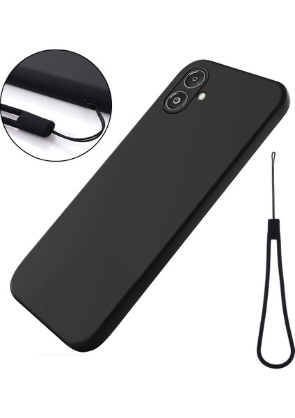 Samsung Galaxy F14 5g Anti-Toz Sıvı Silikon Telefon Kılıfı Yumuşak Astarlı Telefon Kılıfı Kayışlı-Siyah (Yurt Dışından)