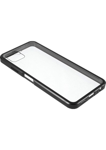Metal Çerçeve + Çift Taraflı Hd Temperli Cam Düşmeye Karşı Koruyucu Manyetik Emici Telefon Kılıfı Samsung Galaxy A22 5g (Ab Sürümü) - Siyah (Yurt Dışından) modelleri
