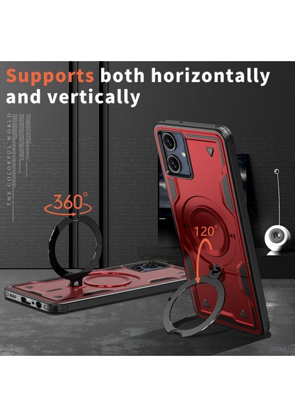 Samsung Galaxy A06 4g Kılıfı Magsafe Askeri Koruma Pc+Tpu Kickstand Telefon Kılıfı-Kırmızı ile Uyumlu (Yurt Dışından) fiyatları