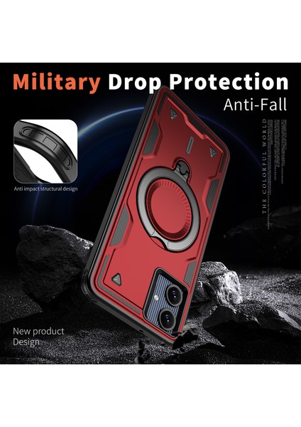Samsung Galaxy A06 4g Kılıfı Magsafe Askeri Koruma Pc+Tpu Kickstand Telefon Kılıfı-Kırmızı ile Uyumlu (Yurt Dışından) fırsatları