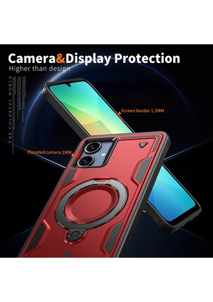 Samsung Galaxy A06 4g Kılıfı Magsafe Askeri Koruma Pc+Tpu Kickstand Telefon Kılıfı-Kırmızı ile Uyumlu (Yurt Dışından) indirimleri
