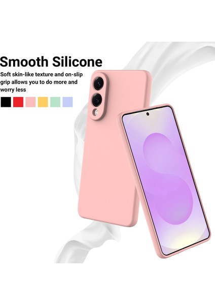 Samsung Galaxy S25 Edge Sıvı Silikon Kılıf Telefon Arka Kapağı El Kayışı Ile-Pembe (Yurt Dışından) modelleri