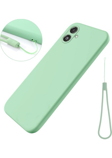 Samsung Galaxy F14 5g Anti-Toz Sıvı Silikon Telefon Kılıfı Yumuşak Astarlı Telefon Kılıfı Kayışlı-Yeşil (Yurt Dışından)