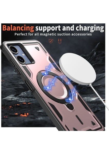 Samsung Galaxy A06 4g Kılıfı Magsafe Askeri Koruma Pc+Tpu Kickstand Telefon Kılıfı ile Uyumlu-Gül Altını (Yurt Dışından) modelleri
