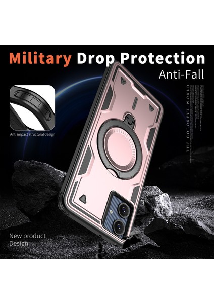 Samsung Galaxy A06 4g Kılıfı Magsafe Askeri Koruma Pc+Tpu Kickstand Telefon Kılıfı ile Uyumlu-Gül Altını (Yurt Dışından) fırsatları