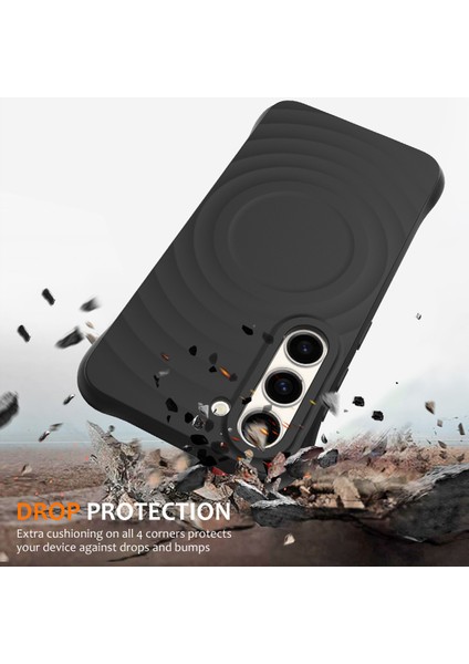 Samsung Galaxy S23+MANYETIK Telefon Kılıfı Dalgalı Doku Sıvı Silikon Darbeye Dayanıklı Kapak-Siyah (Yurt Dışından) fiyatları