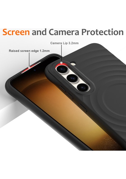 Samsung Galaxy S23+MANYETIK Telefon Kılıfı Dalgalı Doku Sıvı Silikon Darbeye Dayanıklı Kapak-Siyah (Yurt Dışından) fırsatları