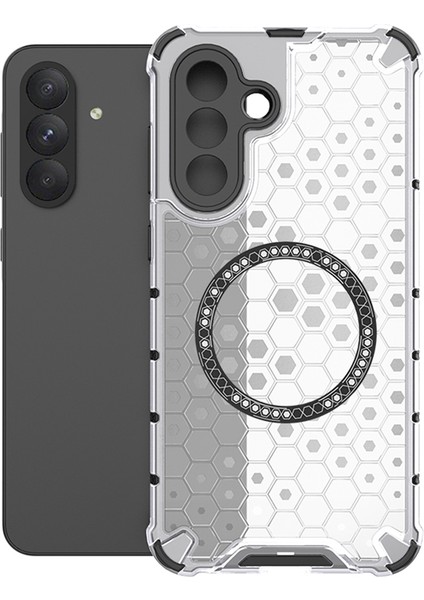 Samsung Galaxy A56 5G/A36 5g Kılıfı Magsafe Honeycomb Tasarım Tpu+Pc Telefon Kılıfı ile Uyumlu-Şeffaf (Yurt Dışından)