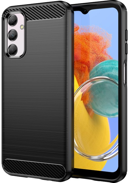 Samsung Galaxy M14 5g Için Karbon Fiber Dokulu Telefon Kılıfı,düşmeye Karşı Fırçalanmış Tpu Kapak-Siyah (Yurt Dışından)