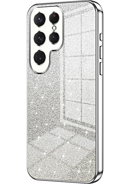 Samsung Galaxy S24 Ultra Tpu Kılıf Hassas Kesim Parıltılı Tasarım Telefon Arka Kapağı-Gümüş (Yurt Dışından)