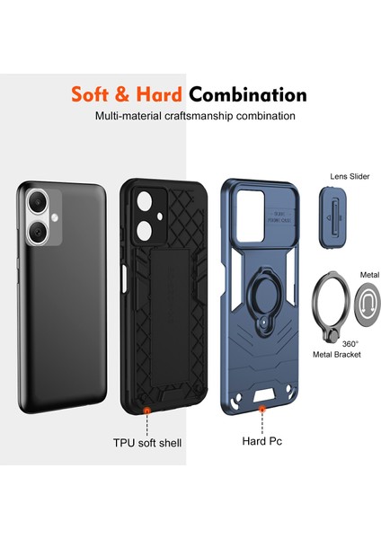 Samsung Galaxy A06 4g Kılıf Sürgülü Camshield Kickstand Pc+Tpu Telefon Kılıfı-Mavi (Yurt Dışından) modelleri