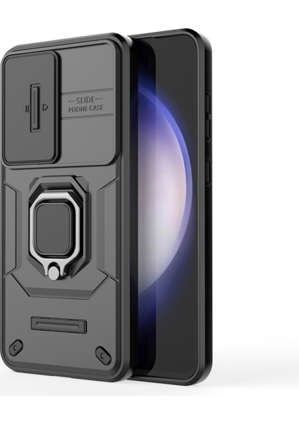 Samsung Galaxy S24 Fe Kılıf Halka Kickstand Pc+Tpu Telefon Kılıfı Sürgülü Kamera Koruma-Siyah (Yurt Dışından) fiyatları
