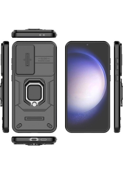 Samsung Galaxy S24 Fe Kılıf Halka Kickstand Pc+Tpu Telefon Kılıfı Sürgülü Kamera Koruma-Siyah (Yurt Dışından) indirimleri