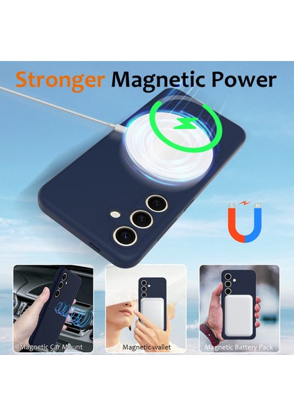 Samsung Galaxy S24 Fe Kılıfı Magsafe Anti-Düşme Sıvı Silikon Telefon Kılıfı ile Uyumlu-Koyu Mavi (Yurt Dışından) modelleri
