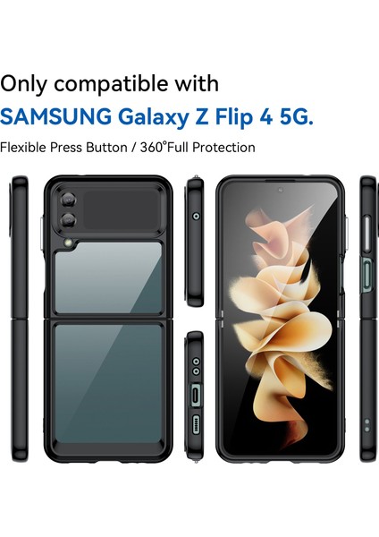 Tpu+Akrilik Hibrit Kılıflar, Samsung Galaxy Z Flip4 5g Darbeye Dayanıklı Cep Telefonu Koruyucu Kılıf Kapağı-Siyah (Yurt Dışından) modelleri