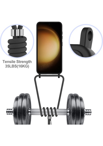 Samsung Galaxy S23+KILIF Sıvı Silikon Kart Tutucu Telefon Arka Kapağı Kordonlu-Siyah (Yurt Dışından) fırsatları